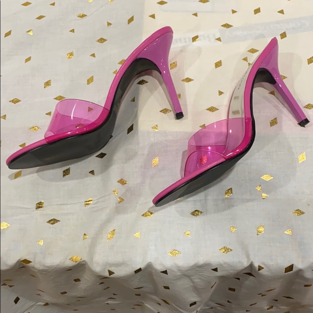 Pink slip on heels